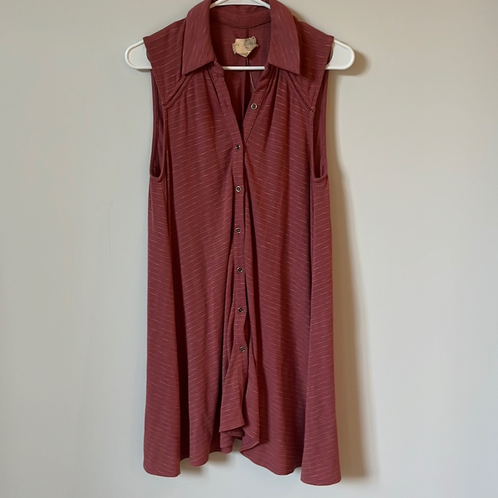 Anthropologie Everleigh Shirt Dress in Coral XS